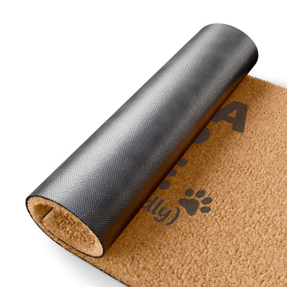 Christmas Doormat — "Santa Stop Here (the dog is friendly)" Holiday Welcome Mat