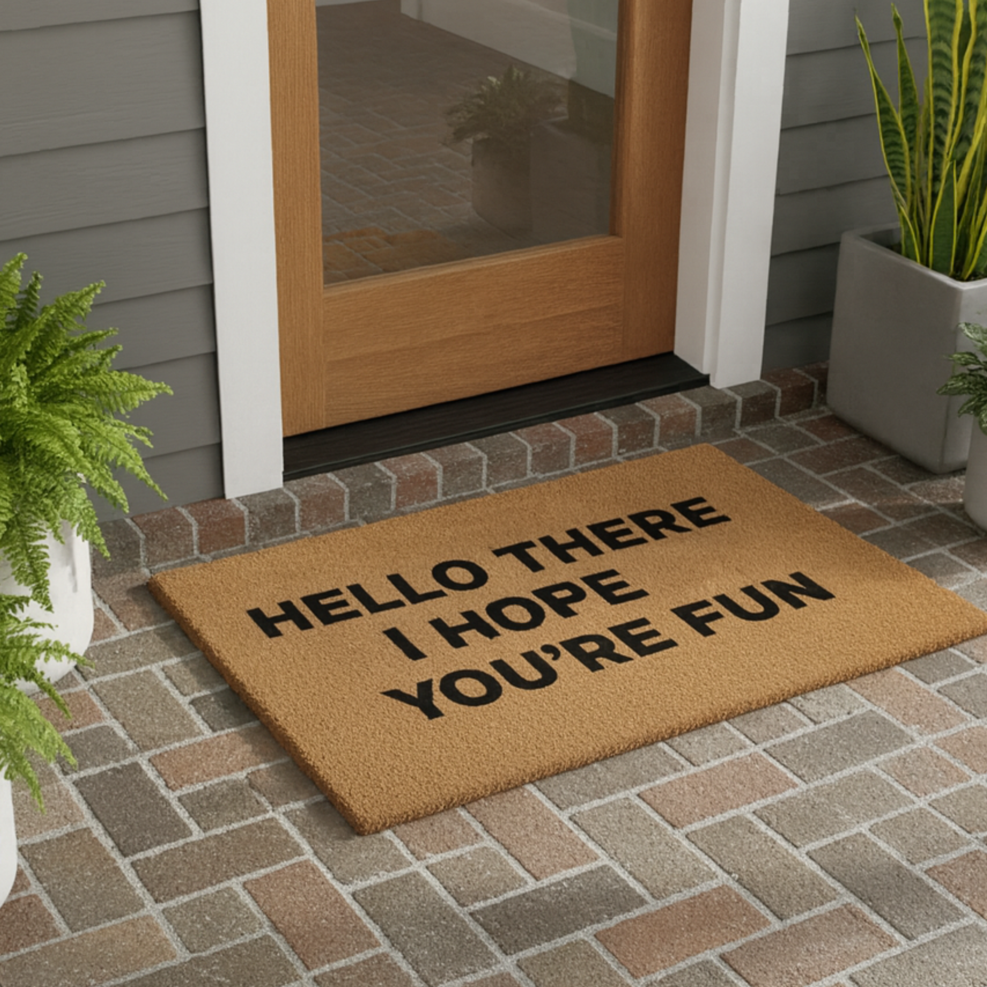 Doormat - &quot;Hello There, I Hope You&#039;re Fun&quot; Humorous Welcome Coir Mat