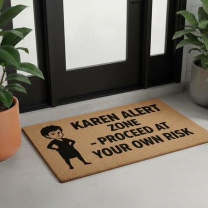 Welcome Mat - Karen Alert Zone - Proceed At Your Own Risk Funny Doormat