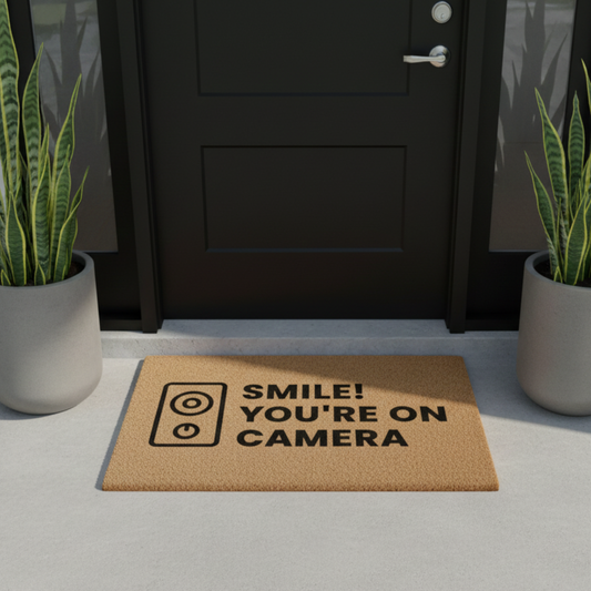 Doormat - Smile You're On Camera Security Welcome Mat