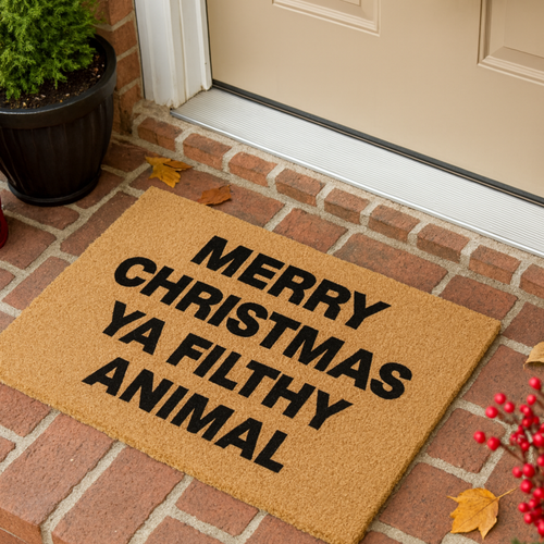 Doormat — "Merry Christmas Ya Filthy Animal" Funny Holiday Welcome Mat
