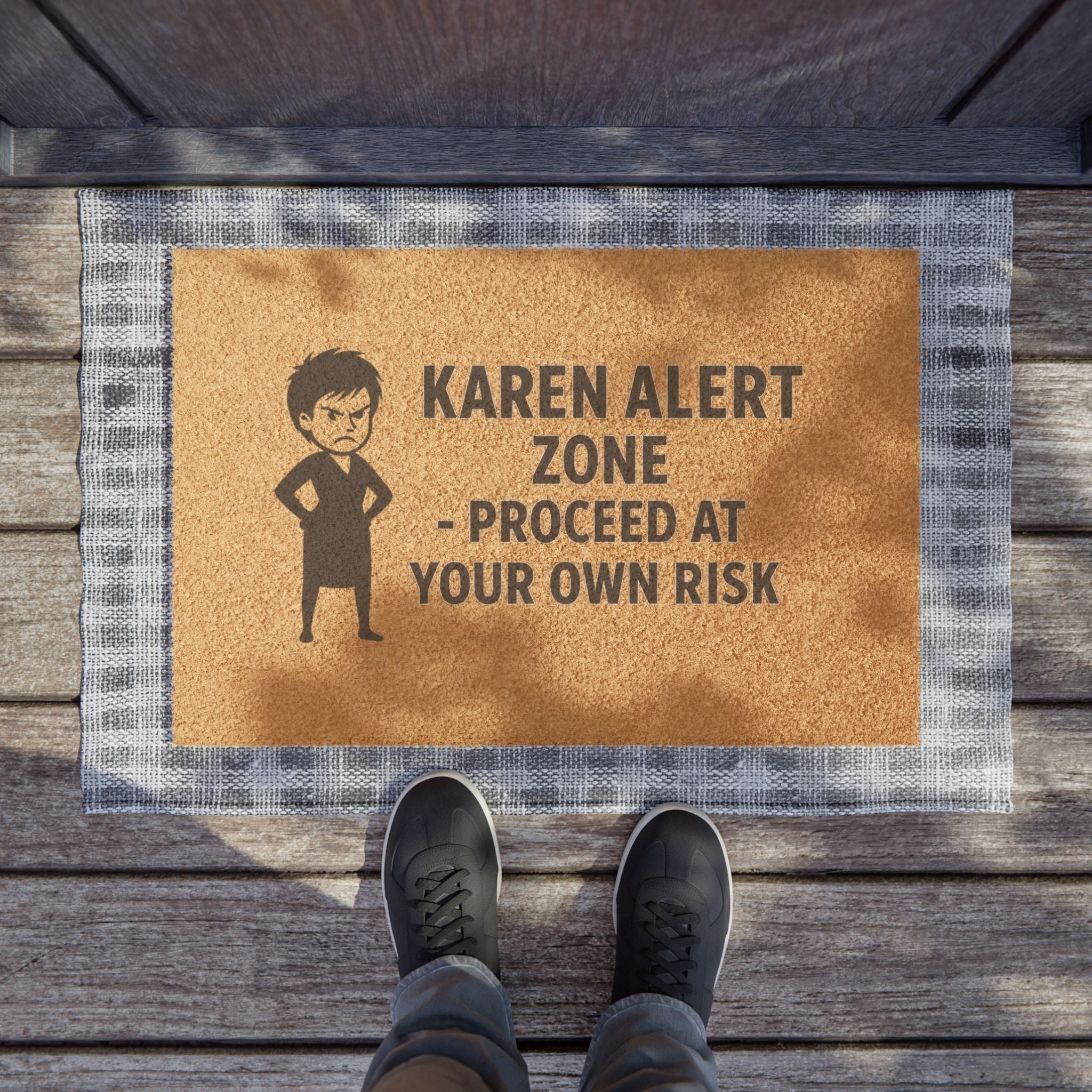 Welcome Mat - Karen Alert Zone - Proceed At Your Own Risk Funny Doormat